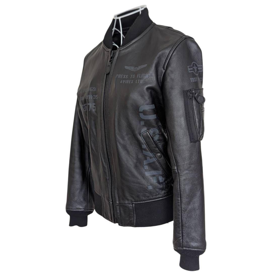 希少品 美品 AVIREX レザージャケット ステンシル MA-1 羊革