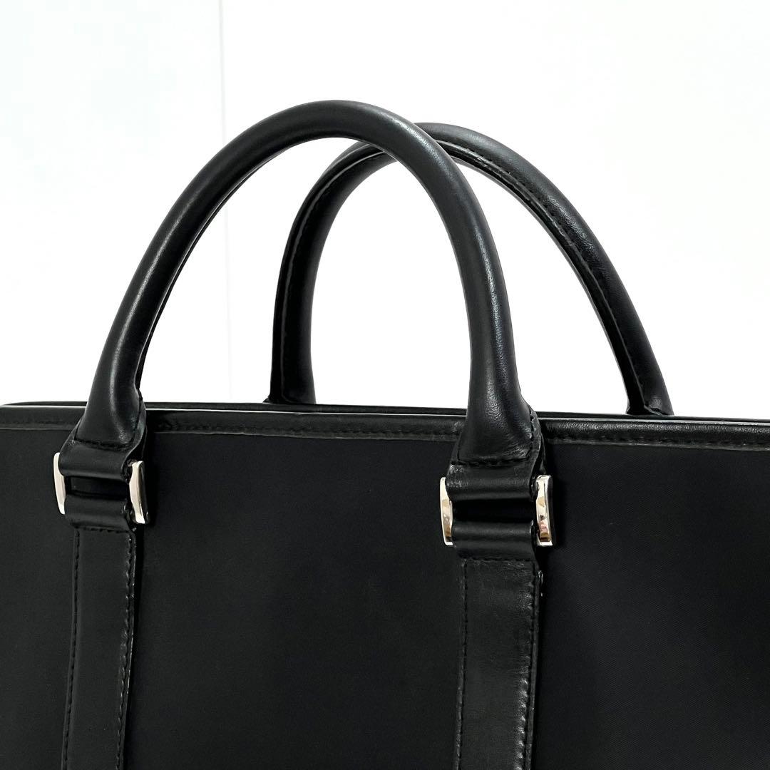 バーバリーブラックレーベル　ビジネスバッグ　ナイロン　レザー　チェック　ブラック