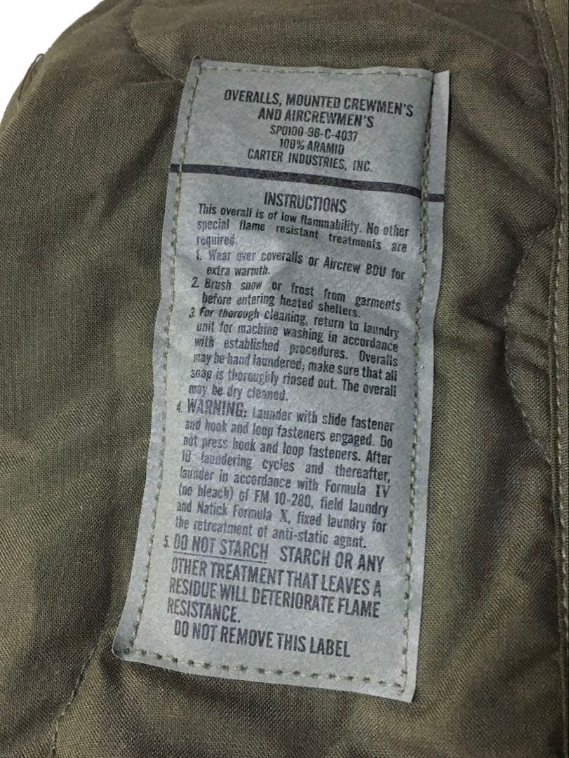 90s 米軍 CVC Nomex アラミド繊維 オーバーオール M タンカース