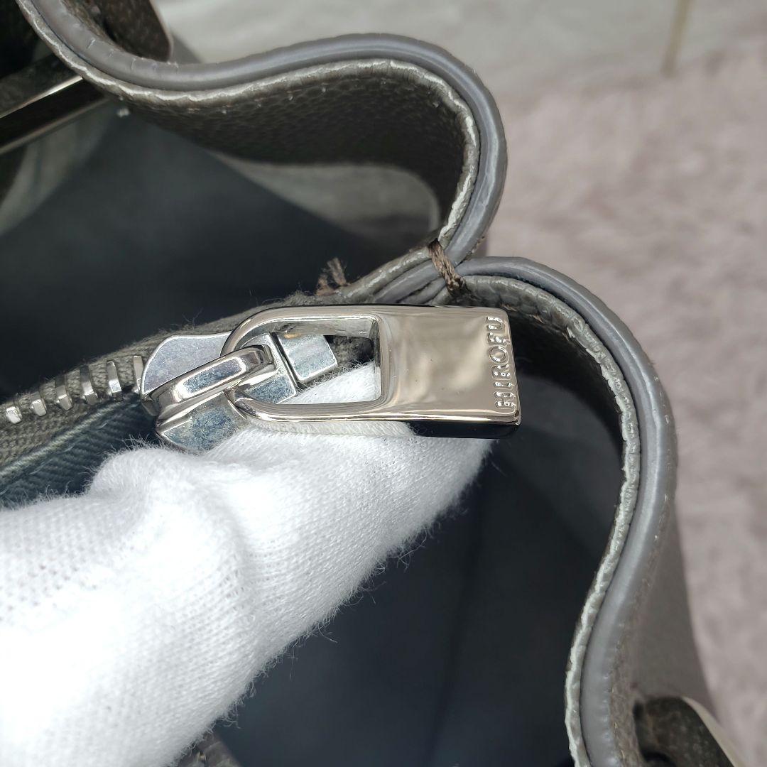 HIROFU ヒロフ ターンロック ハンドバッグ グレー レザー 美品