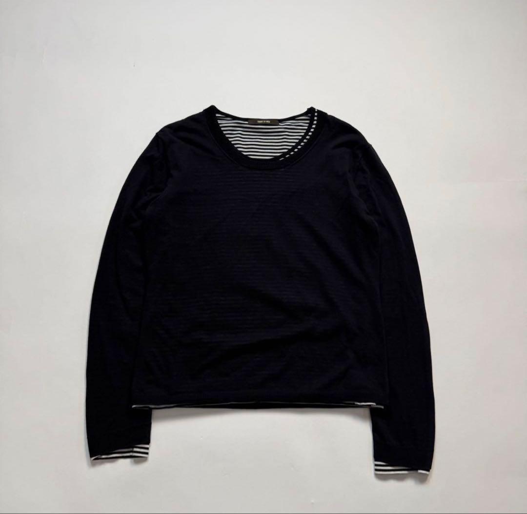 トップス 2000s border layered knit sweater