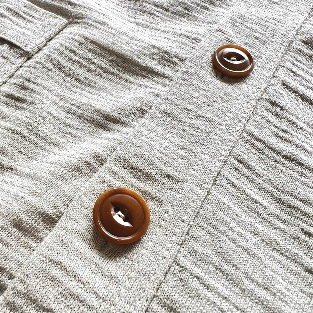 【極美品】45R/でこぼこギマニットソーの908カーディガン/ベージュ