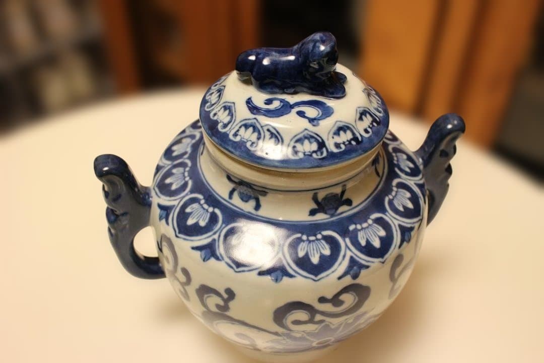 染付　　香炉　花瓶　壺　中国　乾隆年製　唐物