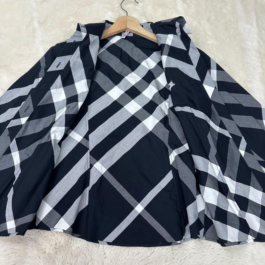 ✨美品✨バーバリーロンドン モノトーンメガチェック長袖シャツ ホースロゴ L