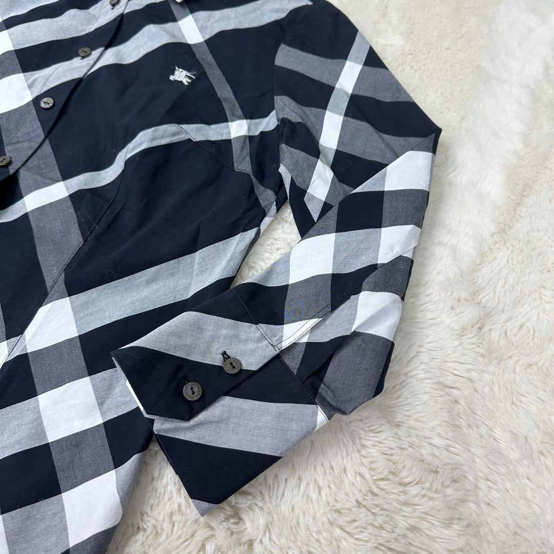 ✨美品✨バーバリーロンドン モノトーンメガチェック長袖シャツ ホースロゴ L