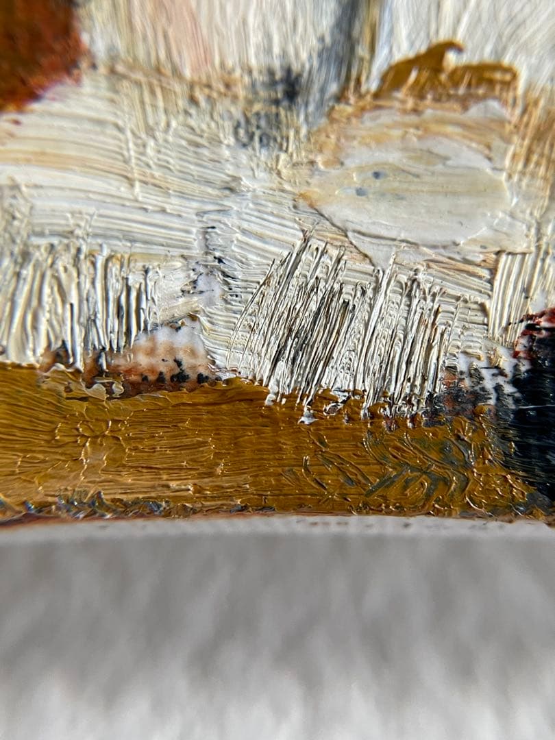 《静かに座る猫》原画｜油彩・キャンバス｜20×20cm｜2025｜一点物