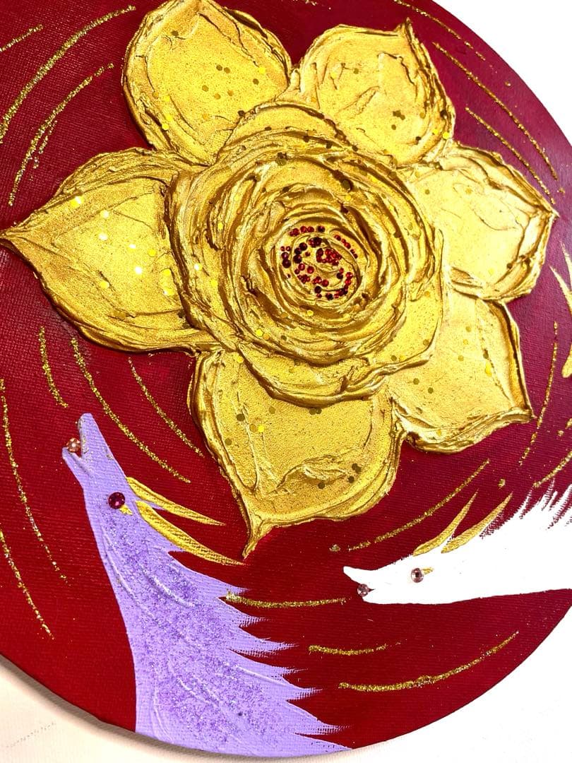 開運絵画　弁財天様　龍神様　金箔　白龍　金龍　紫龍　招福の花　24金