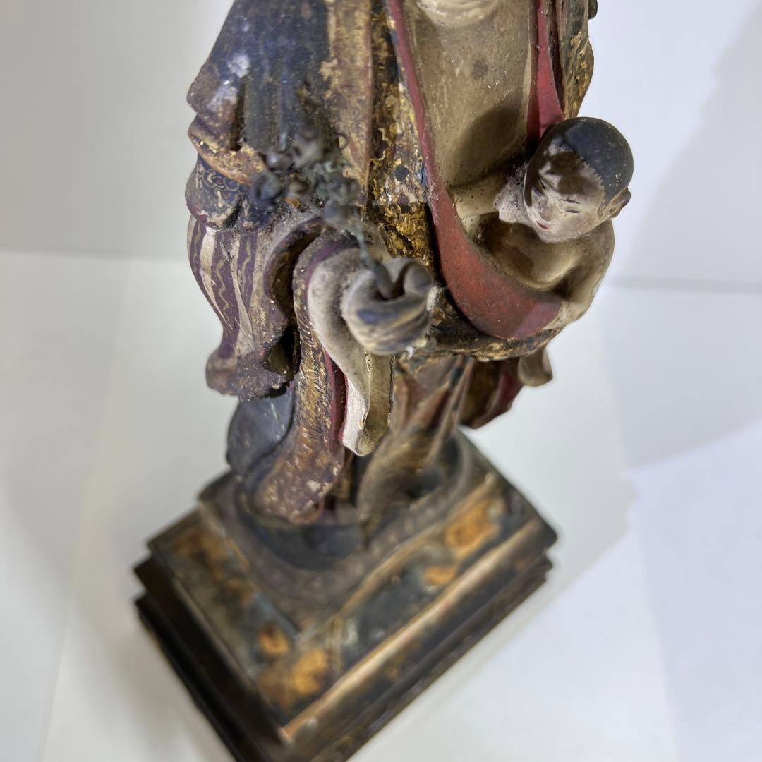 専用桃山~江戸初期木彫鬼子母神玉眼仏像高さ約49㎝　東Y8-0203☆2Fトトチ