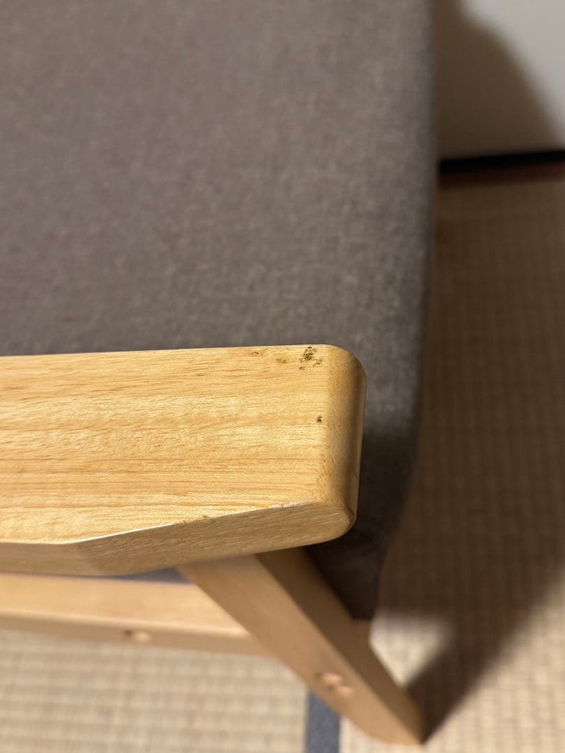 ファブリック 木肘ソファ 1P アームチェア　ローソファー1人掛け