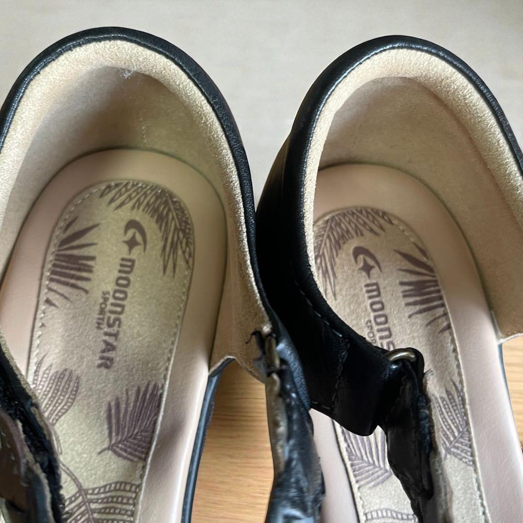 美品 ムーンスター スポルス ブラック レディース サンダル　LL