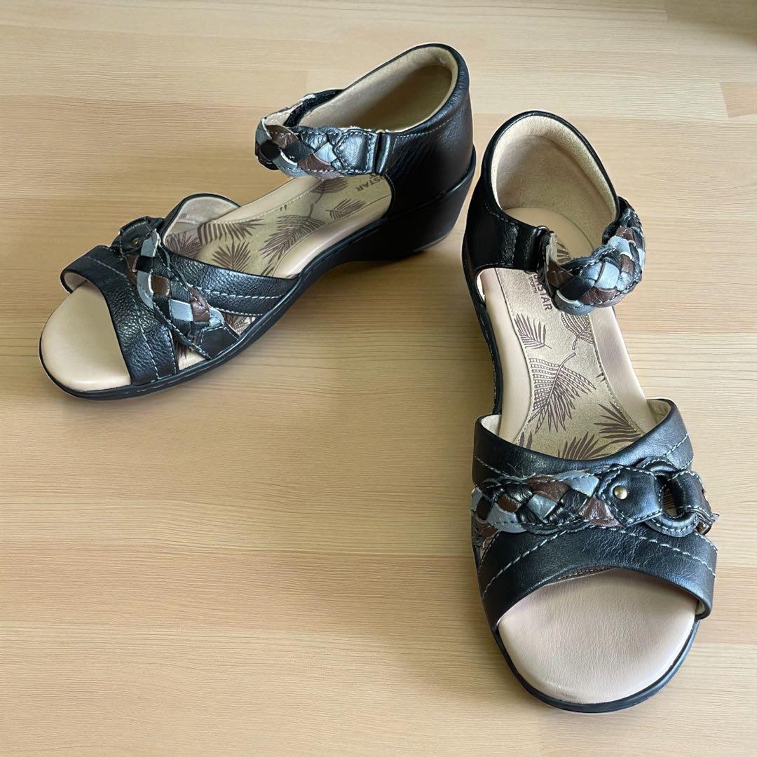 美品 ムーンスター スポルス ブラック レディース サンダル　LL