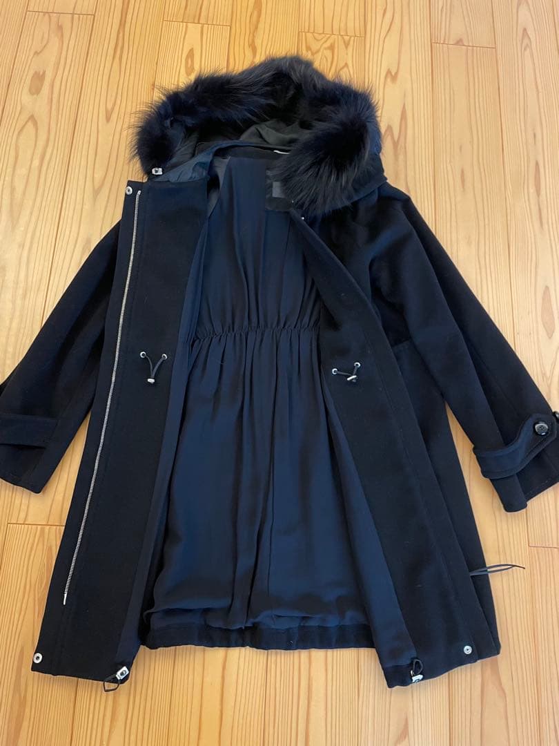 SPORTMAX フォックスファー付きブラックコート