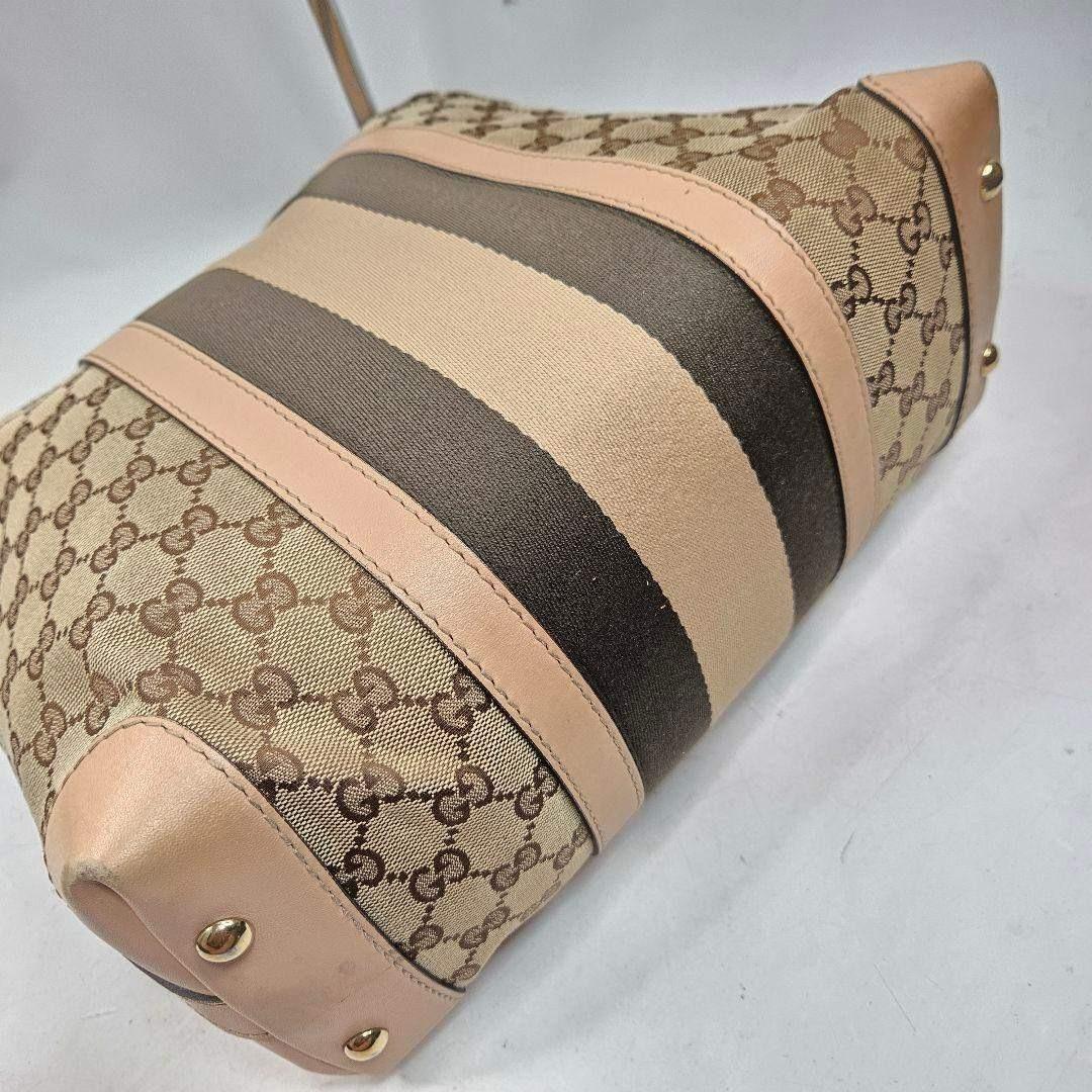 カード付き GUCCI ショルダーバッグ シェリーライン GGキャンバス レザー