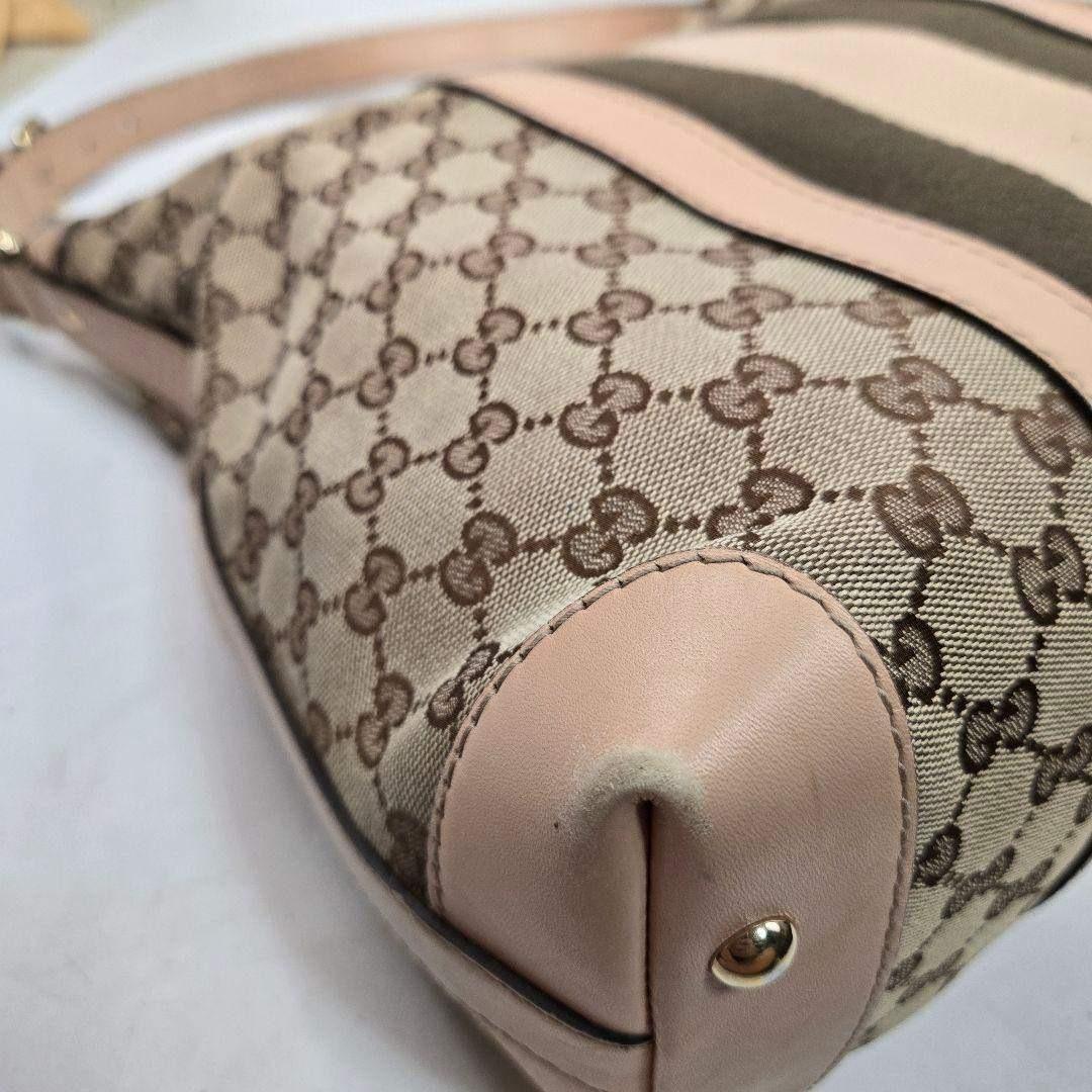 カード付き GUCCI ショルダーバッグ シェリーライン GGキャンバス レザー