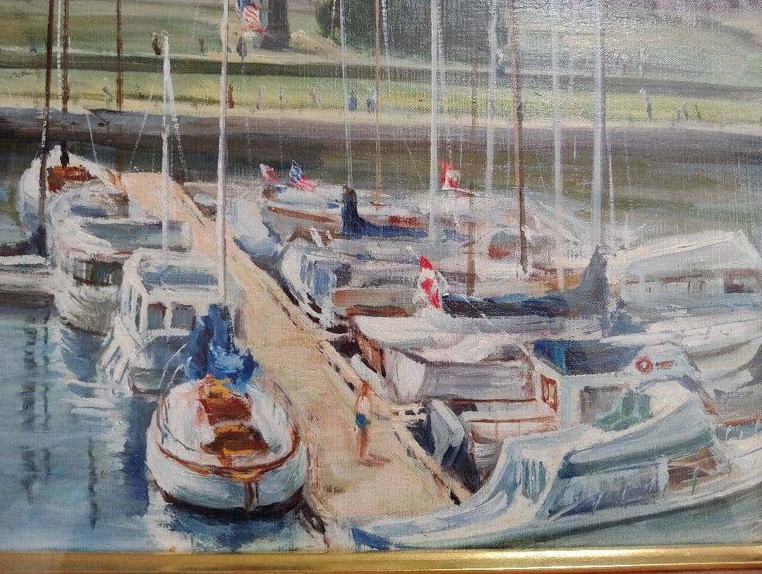 油彩画 進藤守彦 カナダ、ブリティッシュ・コロンビア州州会議事堂