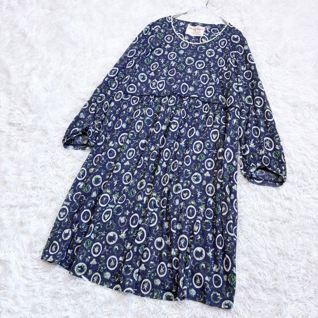 希少 4L 大きいサイズ FL5✨フランシュリッペ 花柄猫柄ワンピース　うさぎ