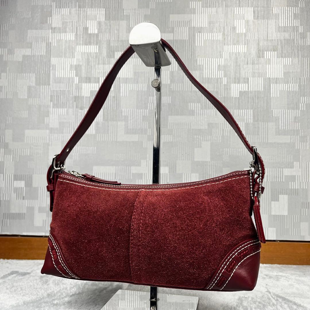 美品 COACH コーチ アクセサリーポーチ スエード レッド 赤