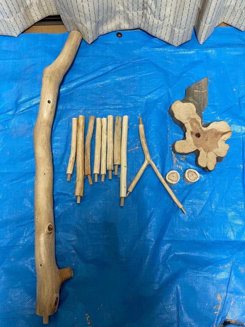 国産ヒノキ　鳥用止まり木　中型インコ用　スタンド　約100センチ