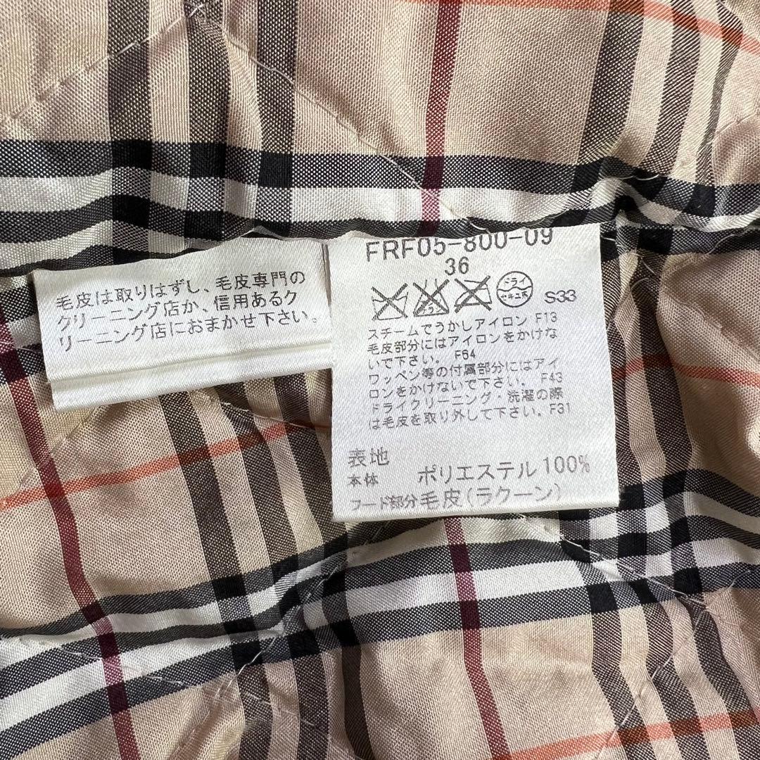 バーバリー♡モッズコート　ラクーンファー　ノバチェック 黒　36 S