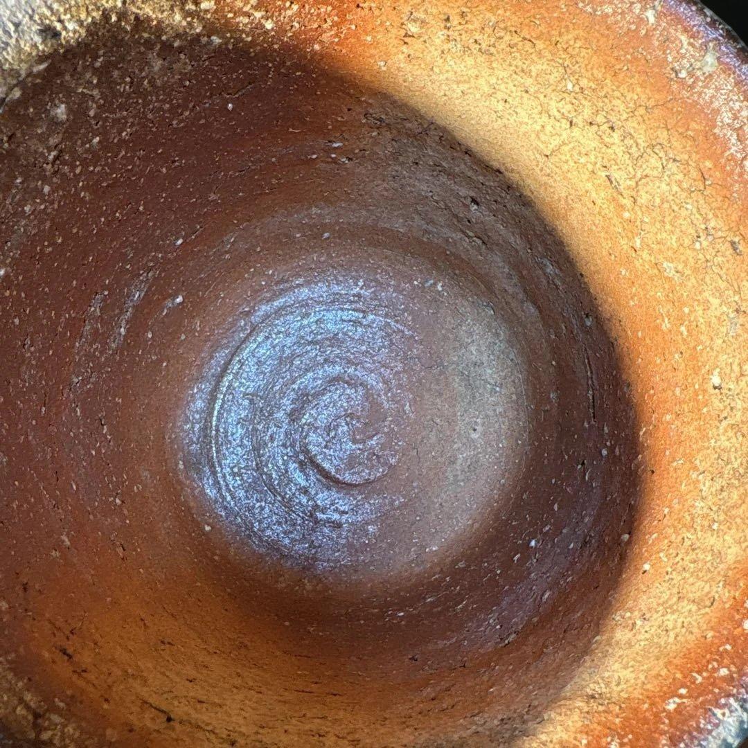 澤清嗣作　信楽焼　信楽鬼桶水指 陶器 水差し 茶色 円筒形 木箱付き