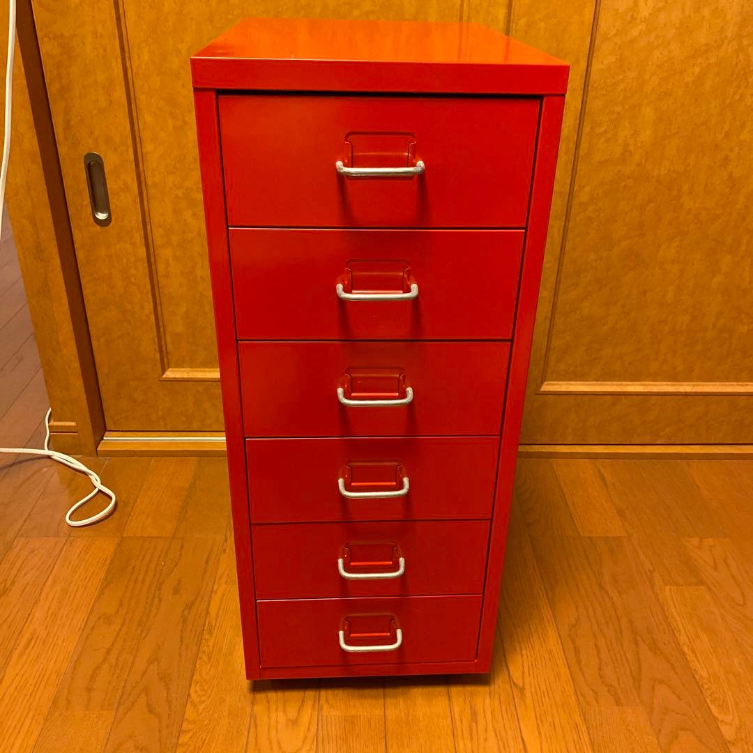 IKEA ヘルメル引き出しユニット　キャスター付き　レッド　キャビネット