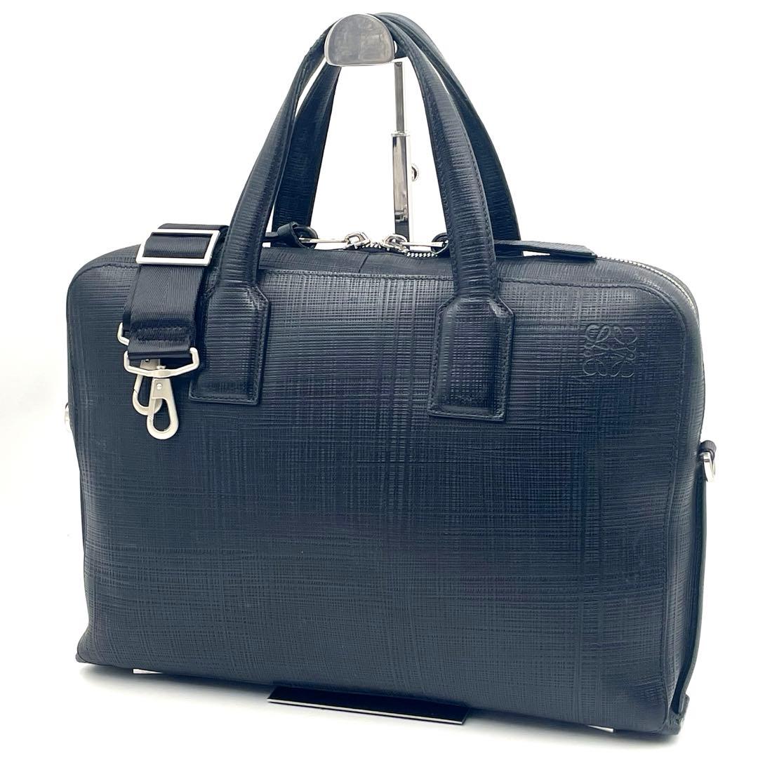 LOEWEロエベ ゴヤ 2way ビジネスバッグ レザー 斜め掛け ブラック