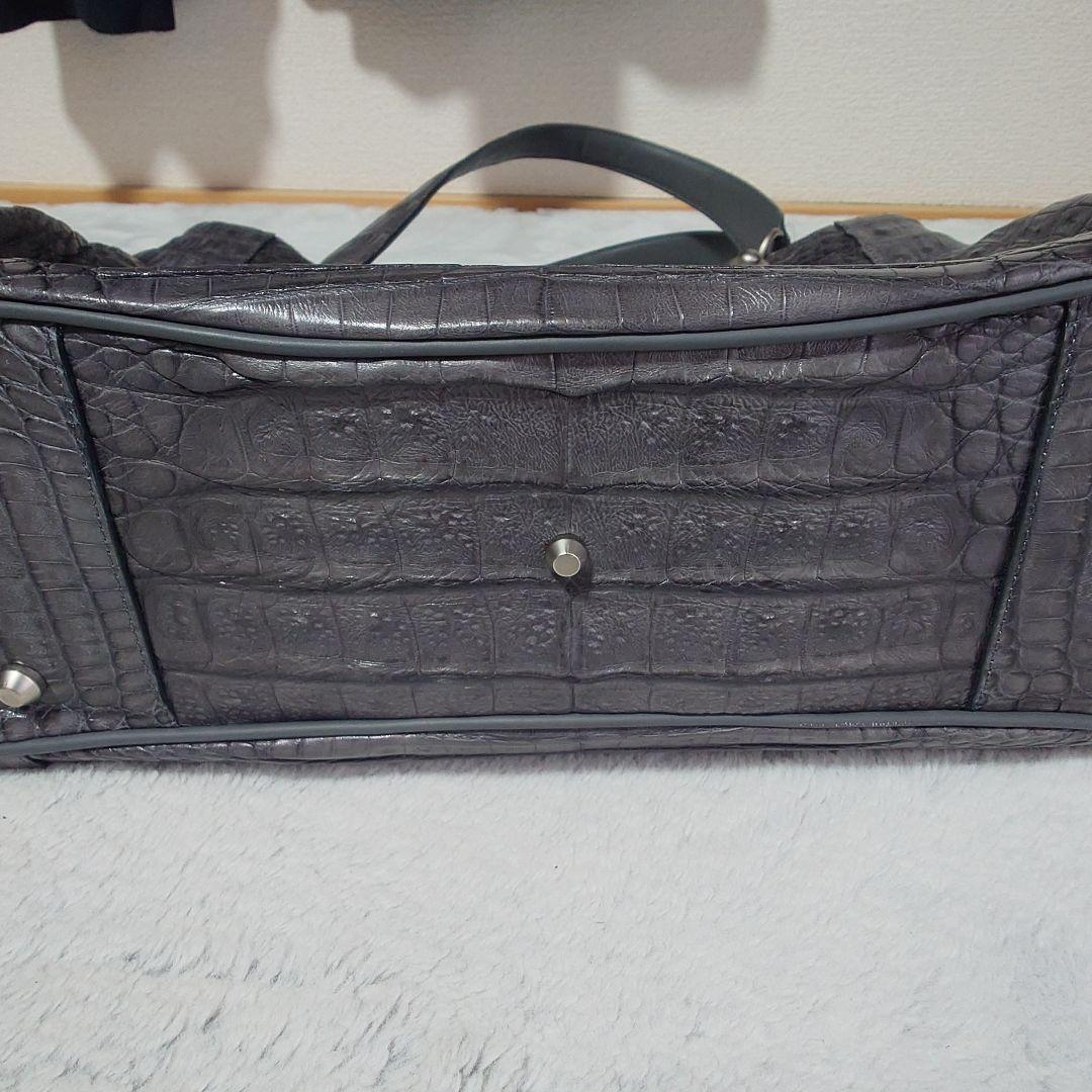 美品　JRA認定 FUSCUS グレー　クロコダイル 2way バッグ