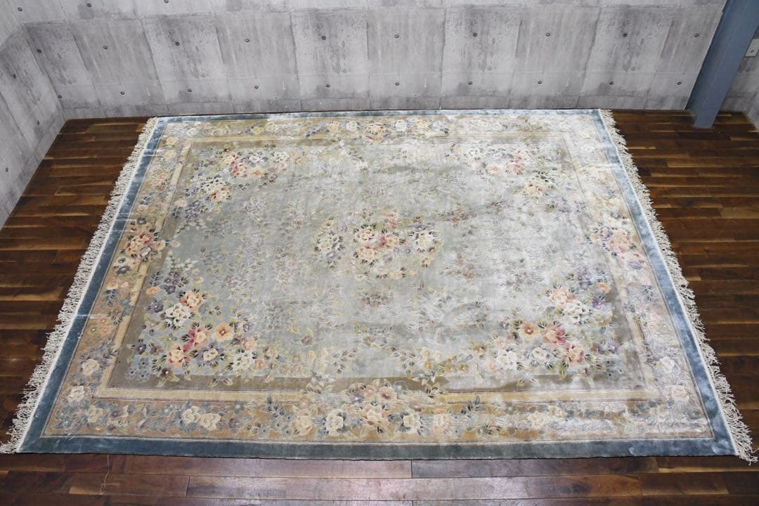 EEK91 大判 中国緞通 306×243cm 長方形 カーペット 手織絨毯