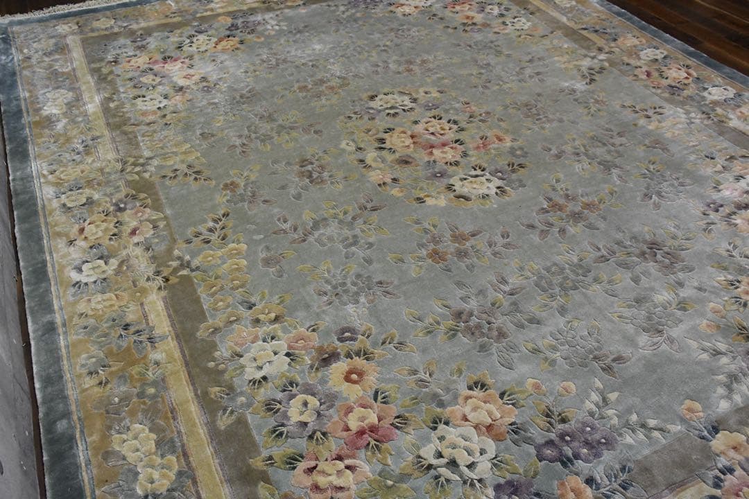 EEK91 大判 中国緞通 306×243cm 長方形 カーペット 手織絨毯