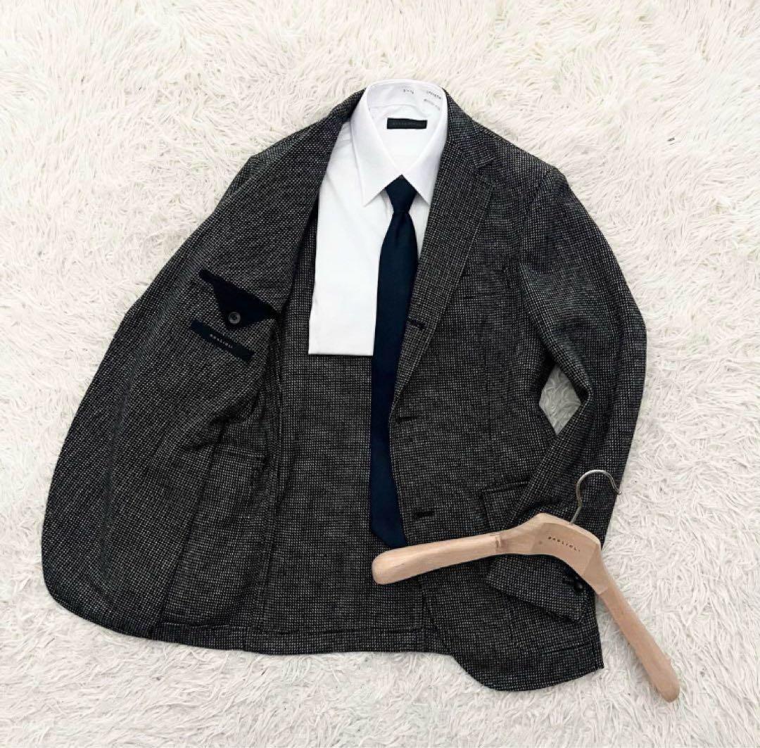 <美品> BOGLIOLI / HAMPTONモノトーン ツイードジャケット46