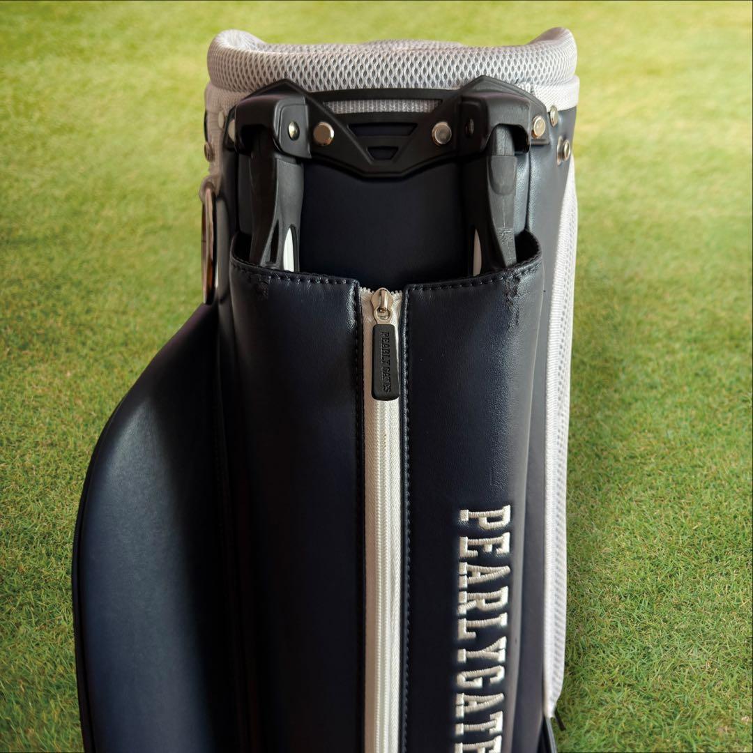 パーリーゲイツ　キャディバッグ　ネイビー　白　ショルダー式　スタンド式　軽量