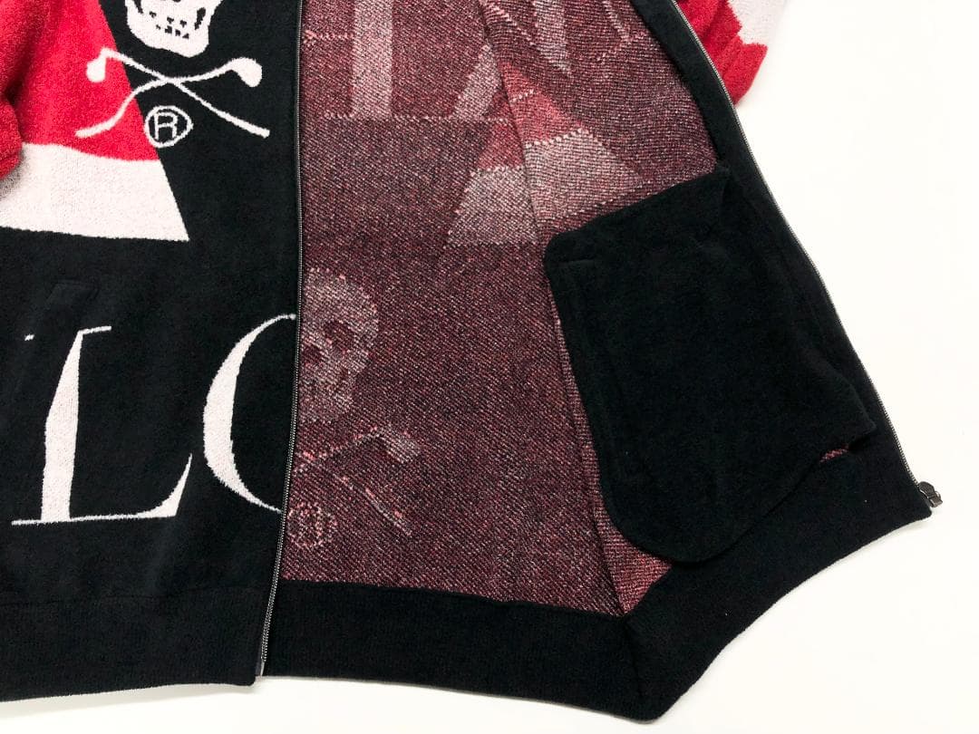 ○★訳有り新品未使用　MARK&LONA　ブランドロゴニットパーカー　50　黒