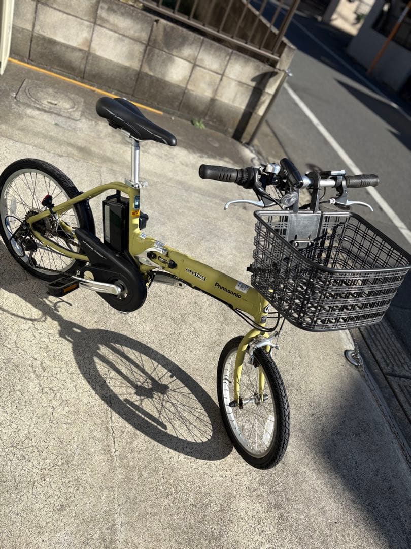 パナソニック オフタイム 電動アシスト自転車 前面バスケット付き、手渡し対応。