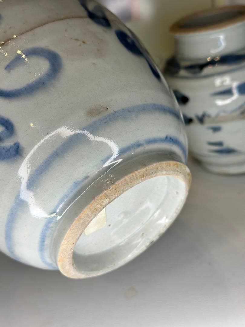 染付 花瓶 二点 青花 陶磁器 古美術 時代物 傷有 証明書付