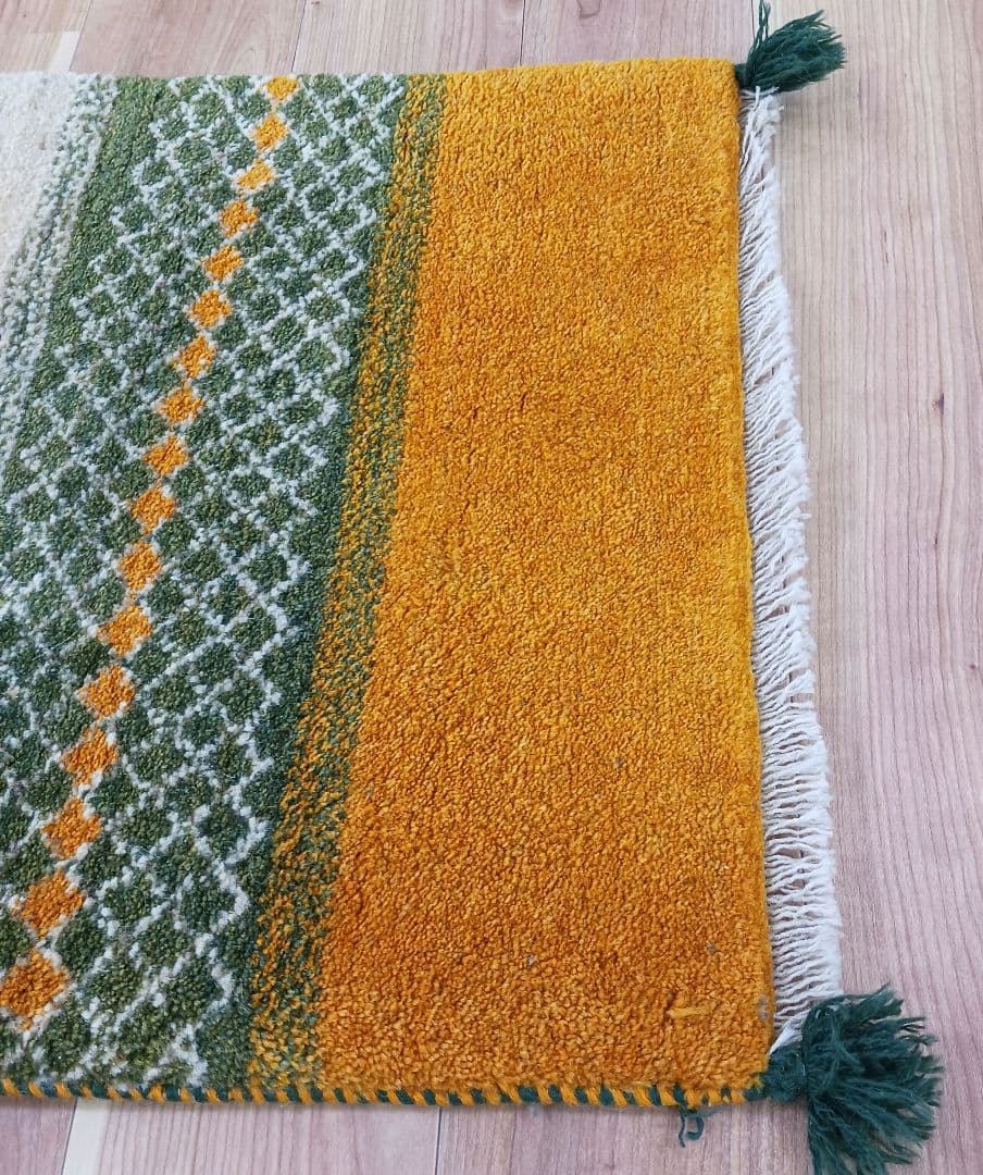 専用Y2743 イラン ギャッベ ウール絨毯 手織り 85×60㎝ マット