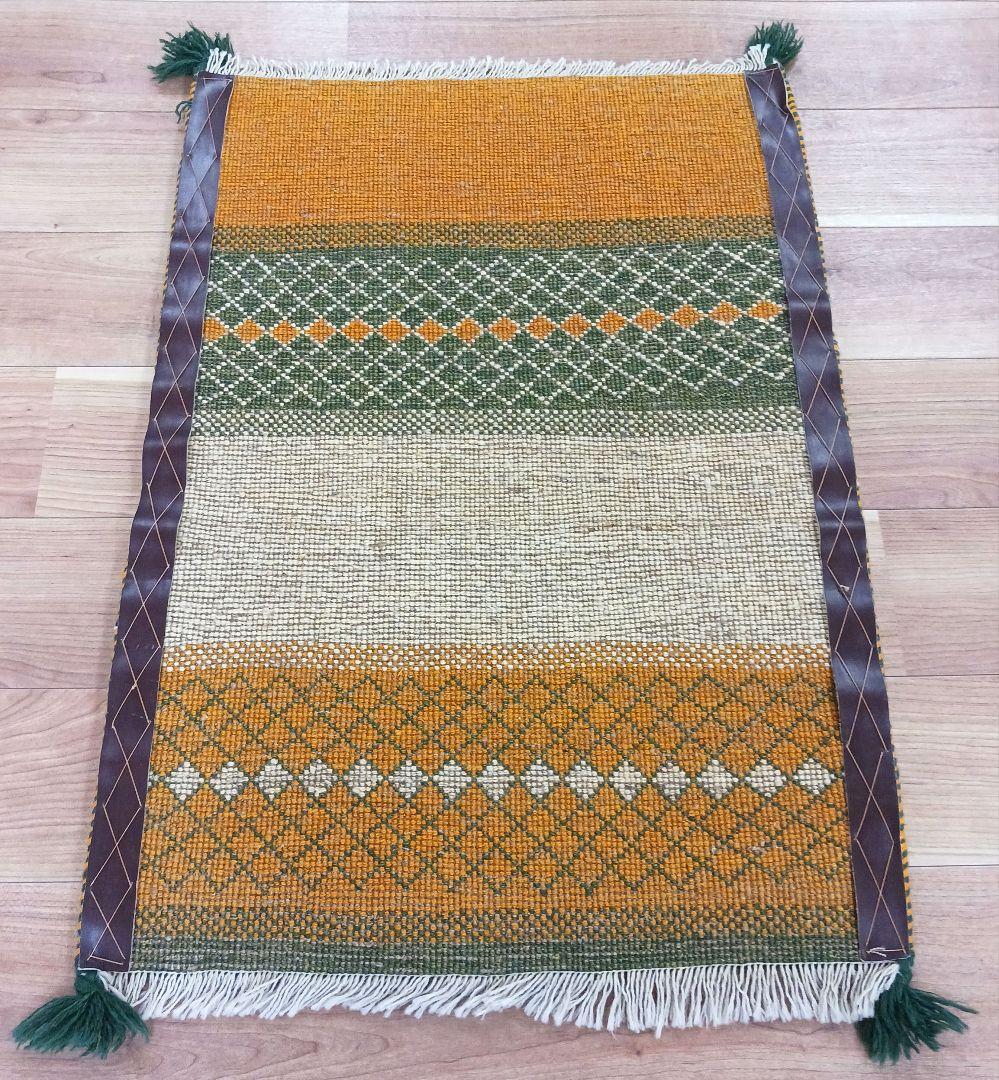 専用Y2743 イラン ギャッベ ウール絨毯 手織り 85×60㎝ マット