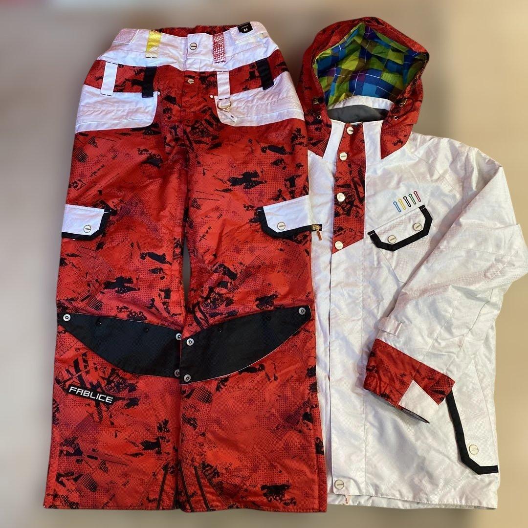 FABLICRICE スキーウェア スノボウェア 上下 白✖️赤 Mサイズ