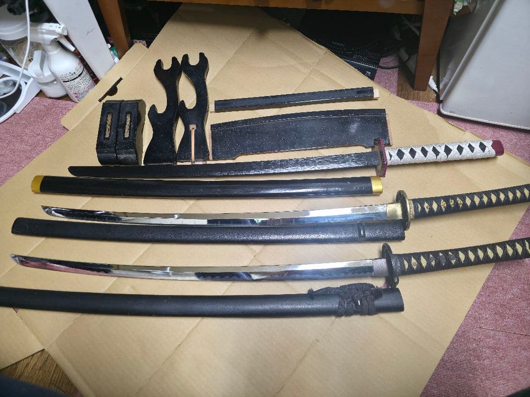 模造刀 2本セット長刀 ,打 刀. 刀置き 刀掛け 刀掛台 二本掛け