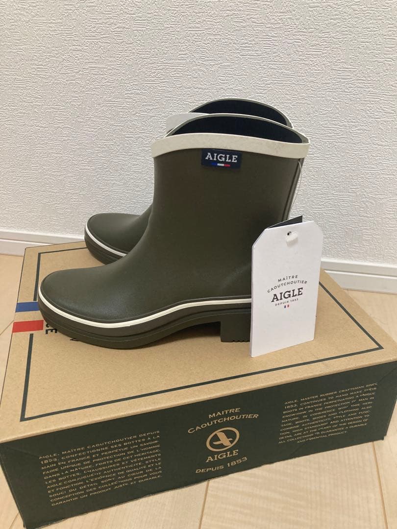 【新品】AIGLEエーグル天然/ラバーブーツ/レディース23cm【入手困難品】