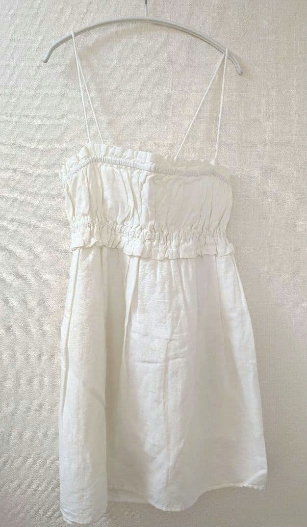 cotton linen long cami　White　CC-2523