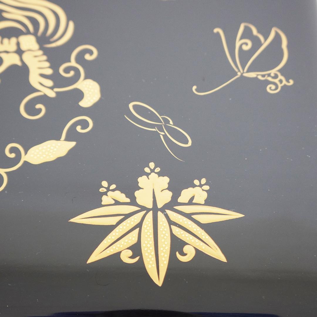 漆 蒔絵 重箱 五段 蓋2枚付き 松竹梅 縁起物 収納箱 付属 黒