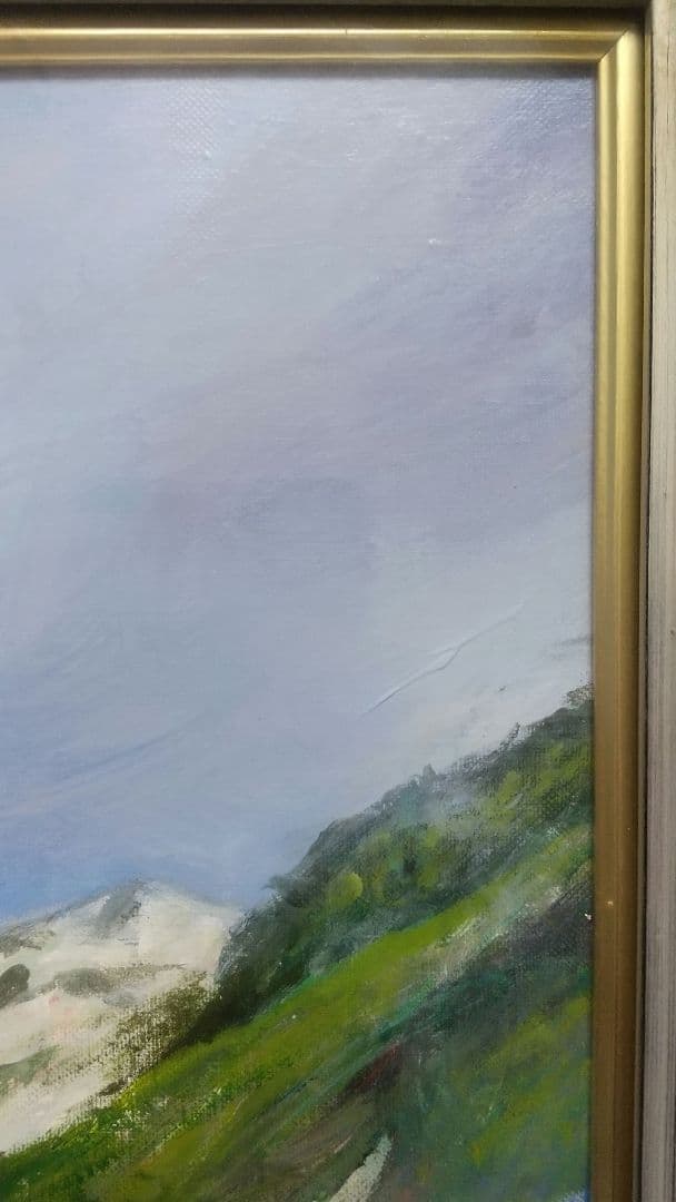 【名作】額縁付き F10号 油絵 白馬 大雪渓