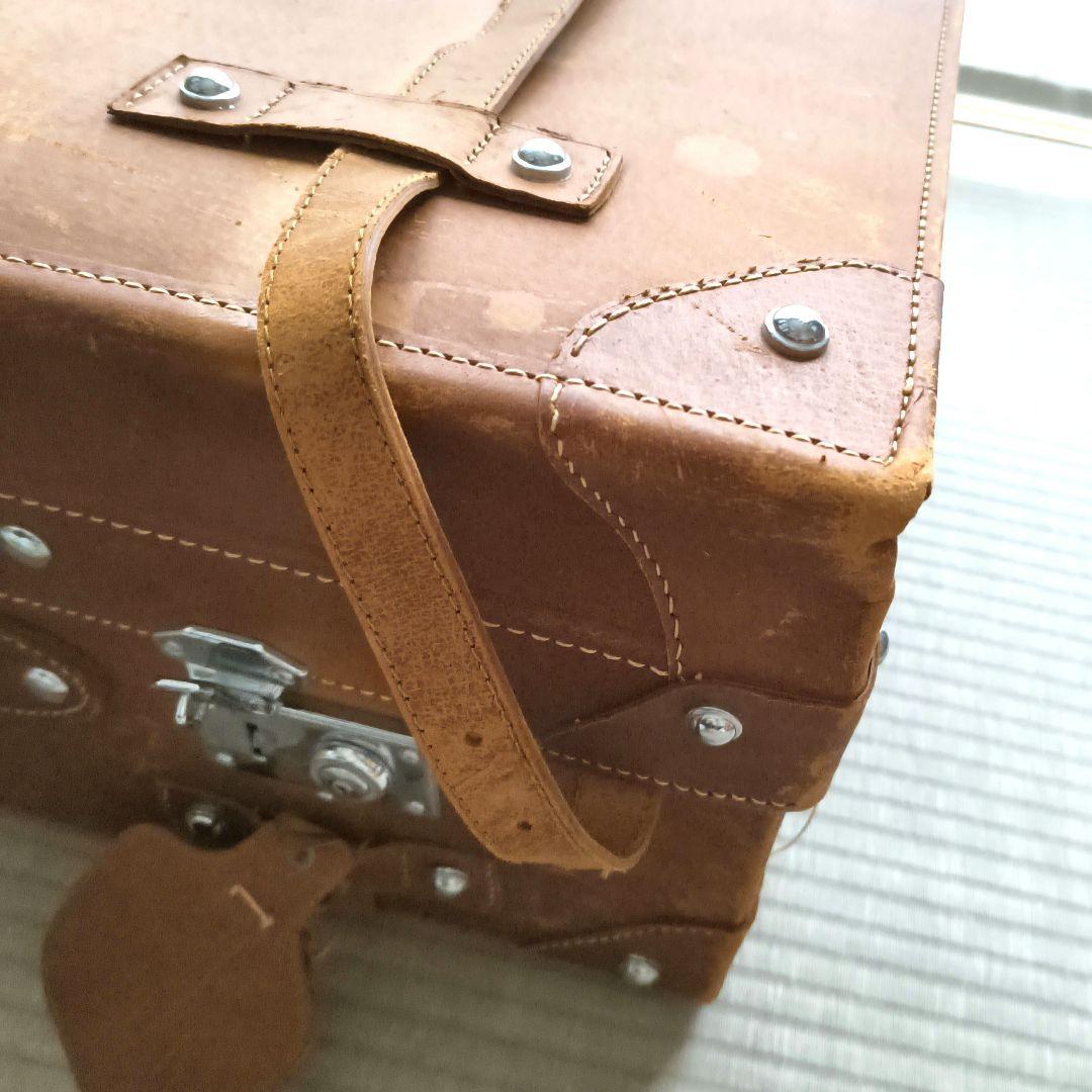 特大　トランク　ケース　アンティーク　ヴィンテージ　レトロ　昭和　本革　レザー