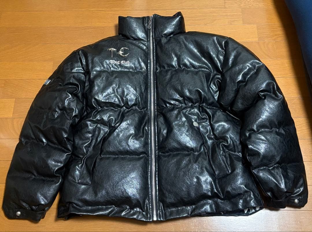 Thug Club 黒 ダウンジャケット　 レザーサイズL タグ付き値段交渉あり