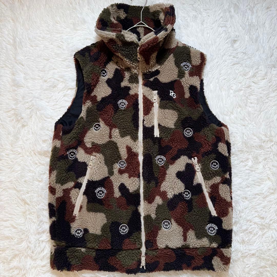 lucky_h67様美品 パーリーゲイツ カモフラ ボアジップアップベスト 近年