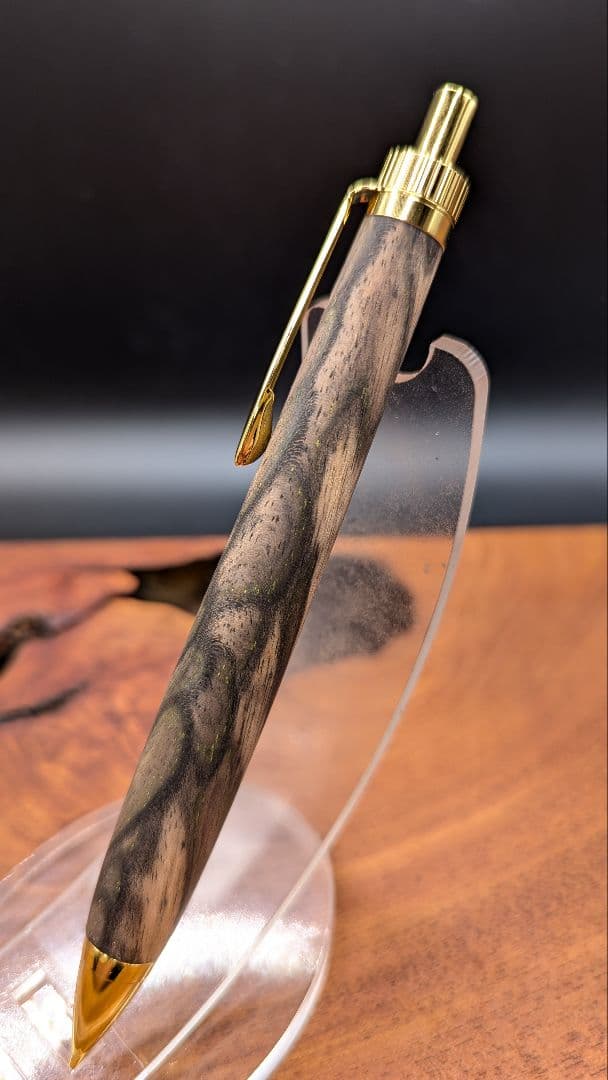 620極上　黒柿孔雀杢　木軸シャーペン　ボールペン