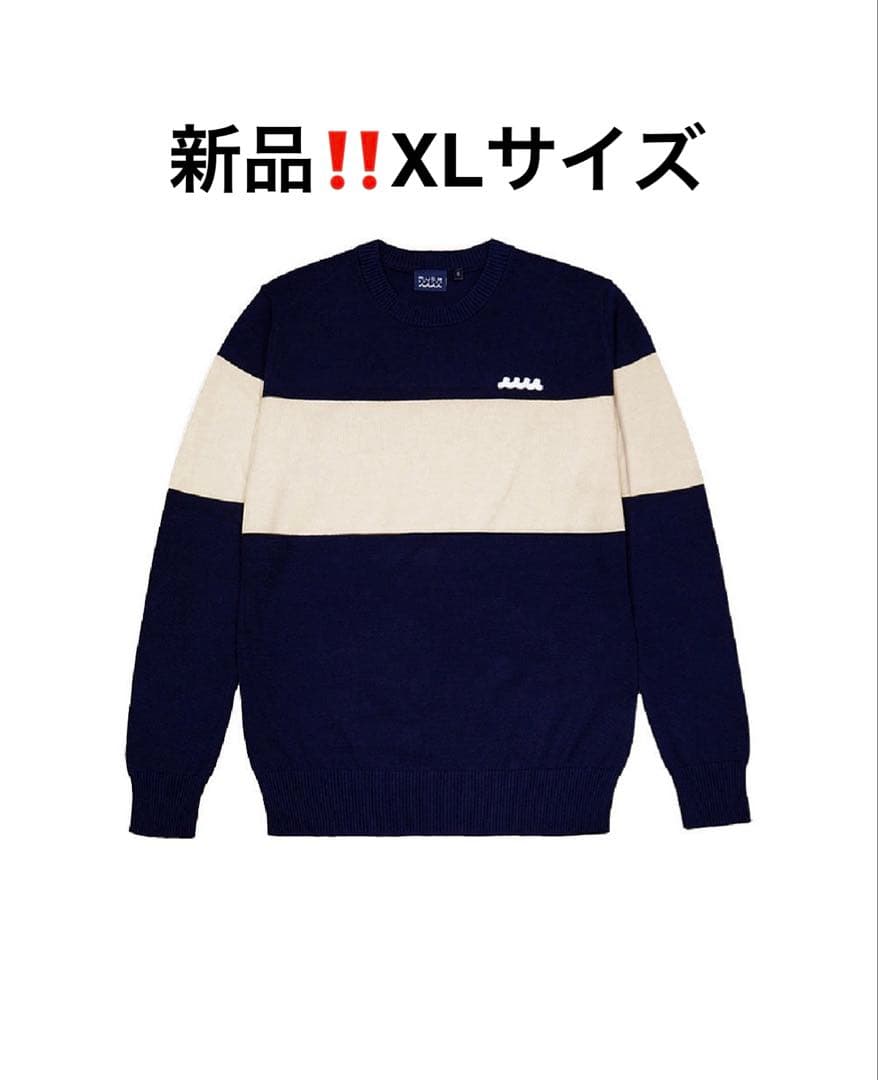 【新品】mutaMARINEコットンセーター　ネイビー×ホワイトXLサイズ