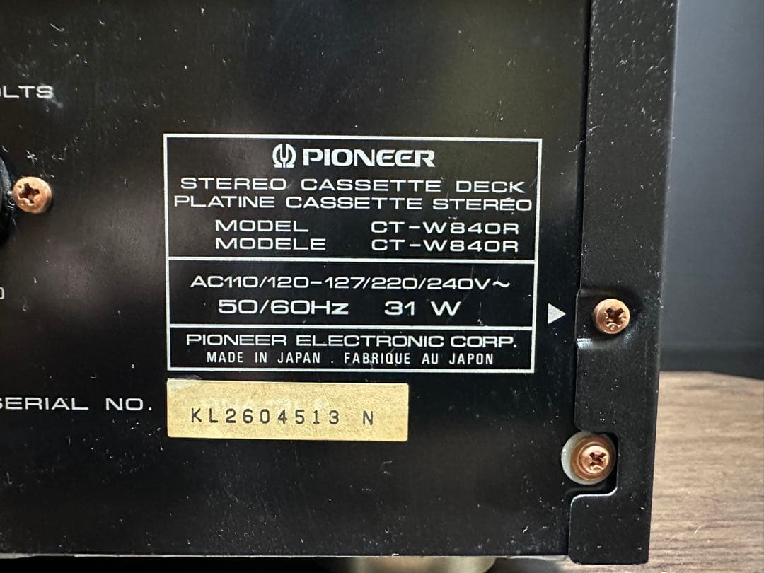 Pioneer パイオニアCTーW840R 動作品
