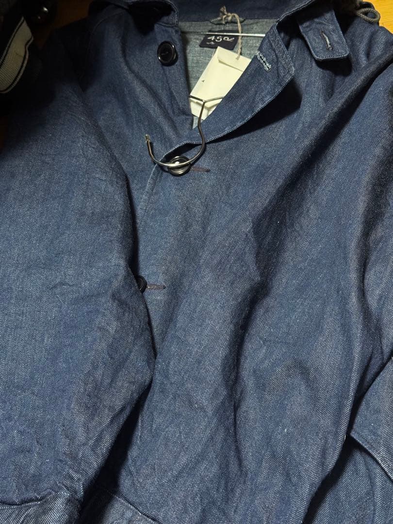 定価9.4万 タグ付 45R 大麦デニムの908モッズステンカラーコート