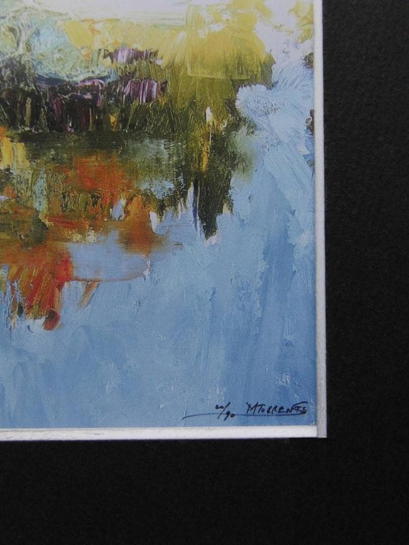 J.トレンツ・リャド、【湖の光】、希少な額装用画集より、新品額装付、状態良好